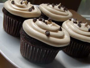 dark chocolate cupcakes with coffee buttercream